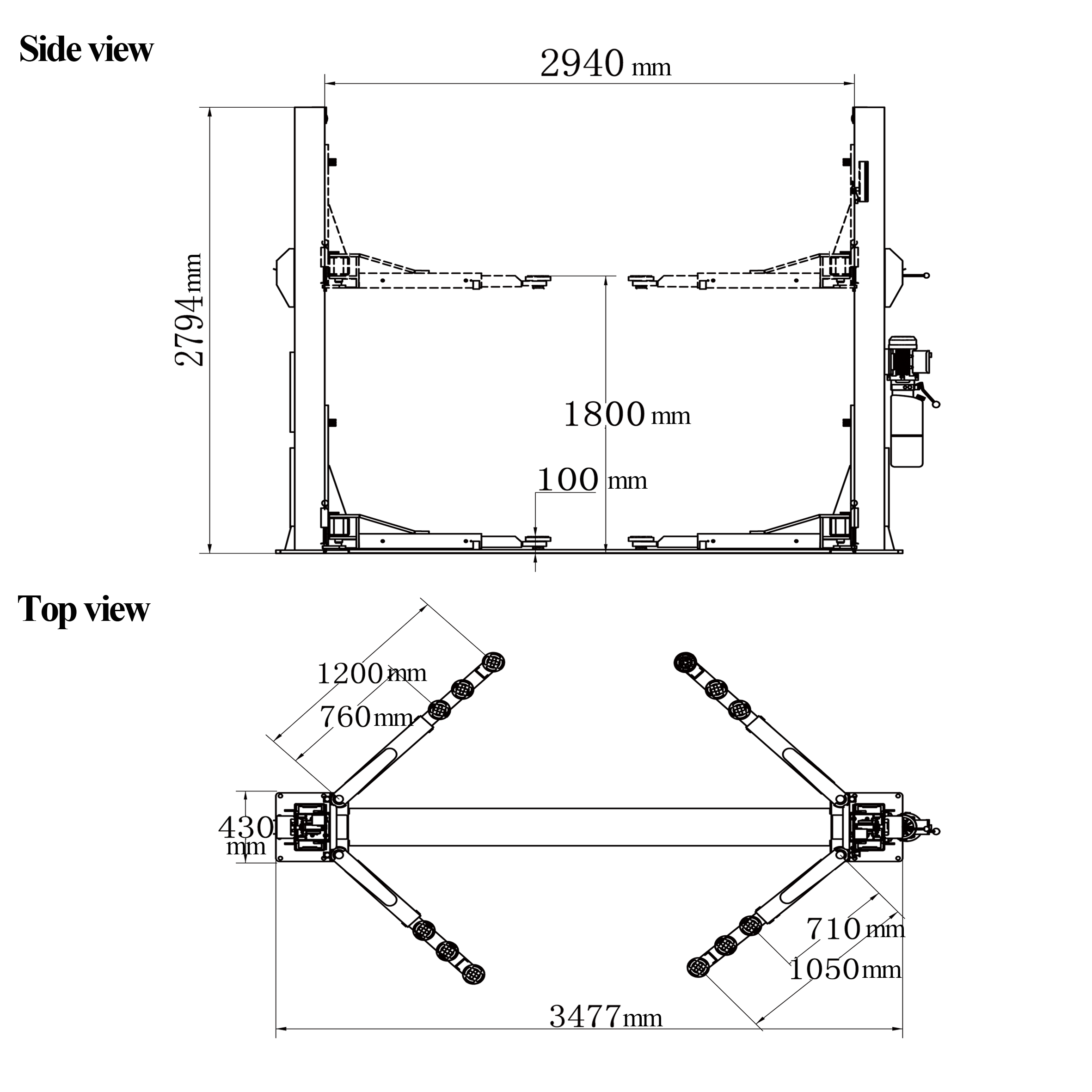 Dvostubna dizalica elektro-hidraulična 4t 240F - Slika 3