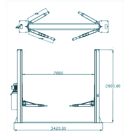 Dvostubna el.hidraulična dizalica 4t - Slika 2